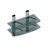 TygerClaw Double Wide Layer DVD Stand with Black Coloured Glass, (LCD8219BLK)-Wall mounting shelf for DVD players with two wide layers made of black coloured glass