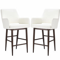 Plata Decor Isaak Stools with Walnut Metal Legs - White - 2 Pack-Counter stool