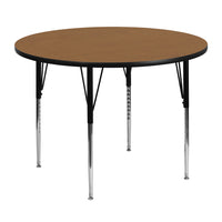 Flash Furniture 48" Round Oak Thermal Laminate Activity Table - Standard Height Adjustable Legs-Popular Round Activity Table