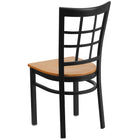 Flash Furniture HERCULES Series Black Window Back Metal Restaurant Chair - Natural Wood Seat - 2 Pack-.625" Thick Plywood Seat