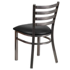 Flash Furniture HERCULES Series Clear Coated Ladder Back Metal Restaurant Chair - Black Vinyl Seat - 2 Pack-2.5" Thick 1.4 Density Foam Padded Seat