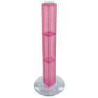 Azar Displays 36" x 4" x 4" 4-Sided Revolving Pegboard Counter Display, Pink Translucent (700223-PNK)-Interlocking four-sided pegboard tower and 14-1/2" diameter revolving clear plastic base