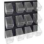 Azar 12 Mini Bucket Peg Wall Accessory Organizer Set - 24" W x 24" H - Black-Sold in Multiples of: 3
