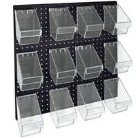Azar 12 Mini Bucket Peg Wall Accessory Organizer Set - 24" W x 24" H - Black-Sold in Multiples of: 3
