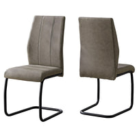 Monarch Specialties 1114 Dining Chair - Taupe Fabric/Black Metal - 2 Pack-Set of 2 upholstered dining chairs boasting a unique contemporary style 