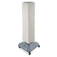 Azar Displays 40" x 8" x 8" 4-Sided Interlocking Pegboard Display Tower with Square Base, White (703388-WHT)-Revolves on a square wheeled base