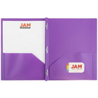 JAM Paper Plastic POP Two Pocket Clasp School Folder with Prong Clip Fasteners, Purple, 12 Pack (313525339ug)-3