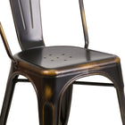 Flash Furniture Distressed Copper Metal Indoor-Outdoor Stackable Chair-Seat Size: 12'' - 14''W x 14''D