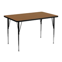 Flash Furniture 30''W x 48''L Rectangle Activity Table with Thermal Fused Laminate Top and Standard Height Adjustable Legs, Oak-Oak Laminate