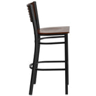 Flash Furniture HERCULES Series Black Slat Back Metal Restaurant Barstool - Walnut Wood Back & Seat - 2 Pack-Walnut Finished Wood Seat