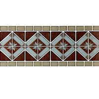 CTG Brands Diamond Graphic Tile Border Wall Decals, 9.8" x 12.4", Beige/Brown, 6 Pack-Set: comes in a box of 12 premium quality border wall tiles, suitable for smooth and clean surfaces