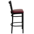 Flash Furniture HERCULES Series Black Window Back Metal Restaurant Barstool - Burgundy Vinyl Seat - 2 Pack-Burgundy Vinyl Upholstered Seat