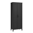 Sauder Sauder Select 2-Door Storage Cabinet - Raven Oak-Hidden storage behind doors for linens, pantry items, cleaning supplies and more