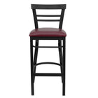 Flash Furniture HERCULES Series Black Two-Slat Ladder Back Metal Restaurant Barstool - Burgundy Vinyl Seat - 2 Pack-Set of 2 Metal Dining Bar Stools