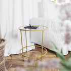 Flash Furniture Astoria Collection Glass End Table with Matte Gold Frame-Round Base