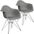 Flash Furniture Alonza Series Plastic Chairs with Chrome Base - Moss Grey - 2 Pack-Transparent Crystal Finish