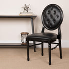 Flash Furniture HERCULES Series King Louis Chairs with Tufted Back, Black Vinyl Seat & Black Frame - 2 Pack-Fluted Legs