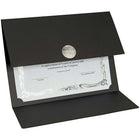 St. James Elite Medallion Fold Certificate Holders, Black Linen with Silver Medallion, 5 Pack-Notched for  8-1/2" x 11" certificates