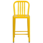 Flash Furniture Commercial Grade 24" High Metal Indoor-Outdoor Counter Height Stool with Vertical Slat Back - Yellow - 2 Pack-Set of 2 Industrial Modern Counter Stools