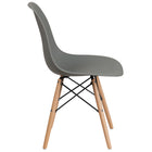 Flash Furniture Elon Series Plastic Chair with Wooden Legs - Moss Grey-Back Width: 11'' - 16''
