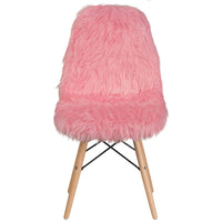 Flash Furniture Faux Fur Shaggy Chair, Light Pink (4DL8)-Set of 4 Accent Side Chairs