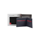 Champs Black Label Leather RFID Bi-fold Wallet, Navy-Double bill compartment