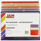 JAM Paper Plastic Expansion Envelopes with Zip Closure - Letter Booklet - 9.75" x 13" - Assorted Colours - 6 Pack -Quantity: 6 per pack