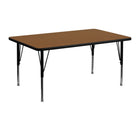 Flash Furniture 24''W x 48''L Rectangle Activity Table with 1.25'' High Pressure Top and Height Adjustable Pre-School Legs, Oak-Oak Laminate