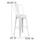 Flash Furniture Commercial Grade 30" High Metal Indoor-Outdoor Barstool with Back - White-Lightweight Design