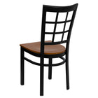 Flash Furniture HERCULES Series Black Window Back Metal Restaurant Chair - Cherry Wood Seat-Cherry Finished Wood Seat