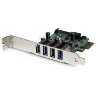 StarTech.com – Adaptateur pour carte contrôleur LP PCI Express (PCIe) USB 3.0 à 4 ports-La carte PCI-E USB 3.0 est dotée de 4 ports externes USB 3.0 sous un format empilé permettant d’économiser de l’espace