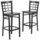 Flash Furniture - Tabouret de bar de la série HERCULES en métal noir à dossier fenêtre - siège en bois de noyer-Conception à dossier fenêtre