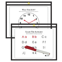 C-Line Reusable Dry Erase Pockets, Horizontal, Black, 12" x 9", 10 Pack (CLI40711)-Use with inserts up to 9" x 12"