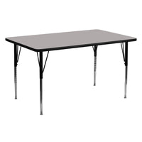 Flash Furniture 24''W x 60''L Rectangle Activity Table with 1.25'' High Pressure Top and Standard Height Adjustable Legs, Grey-Grey Laminate