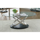 Brassex Chantal Coffee Table, Silver/Black (275-02)-Black/Silver finish with tempered glass