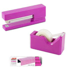 JAM Paper Office & Desk Sets, Tape Dispenser Stapler Pack of Staples, Fuchsia (33758PI)-Colour: Pink