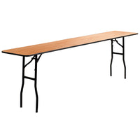 Flash Furniture 18" x 96" Rectangular Wood Folding Training - Seminar Table with Smooth Clear Coated Finished Top-Ready To Use Commercial Table