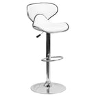 Flash Furniture Contemporary Cozy Mid-Back White Vinyl Adjustable Height Barstool with Chrome Base-Mid-Back Design