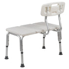 Flash Furniture HERCULES Series 300 Lb. Capacity Adjustable Bath & Shower Transfer Bench with Back & Side Arm - White-Safety Textured Seat with drainage holes