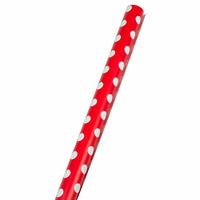 JAM Paper Gift Wrap - Polka Dot Wrapping Paper - 25 Sq Ft per Roll - Red with White Dots - 2 Pack-Color: Red with White Dots