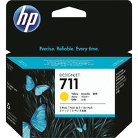 HP 711 Yellow Ink Cartridge, 3 Pack (CZ136A)-Yellow
