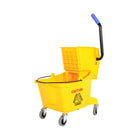 Globe Commercial Products Sidepress Bucket and Wringer - 26 Qt - Yellow-Smooth surface for easy cleaning