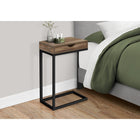 Monarch Specialties 3602 Accent Table - Brown Reclaimed-Look/Black Metal-1 pass-through storage drawer for storing remotes and other small items features wide cut-out handles on both sides for convenient access