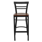 Flash Furniture HERCULES Series Black Two-Slat Ladder Back Metal Restaurant Barstool - Cherry Wood Seat - 2 Pack-Set of 2 Metal Dining Bar Stools