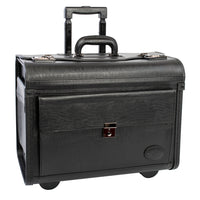 Nextech Wheeled Laptop Pilot Case - 15.6" Laptop - Black-Made of pebble textured faux leather