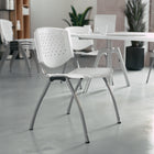 Flash Furniture HERCULES Series Plastic Stack Chair with Titanium Grey Powder Coated Frame - White-Titanium Grey Powder Coated Frame Finish with Plastic Glides