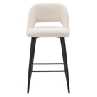 CorLiving DDW-351-B Blakeley Velvet Barstool in Cream - Set of 2-Modern black metal legs for stability