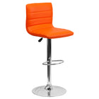 Flash Furniture Contemporary Orange Vinyl Adjustable Height Barstool with Horizontal Stitch Back & Chrome Base-Mid-Back Design