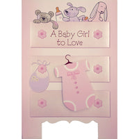 Rosedale 5-1/2" x 8" Baby Daughter Greeting Cards And Envelopes, 6 Pack (19672)-Printed on premium uncoated card stock