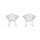 Nicer Furniture Bertoia Style Diamond Wire Chair - White PU Cushion - 2 Pack-A versatile chair that can be used in any setting